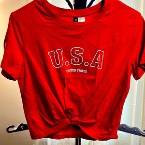 H&M USA Cropped Tie Tshirt size Small.